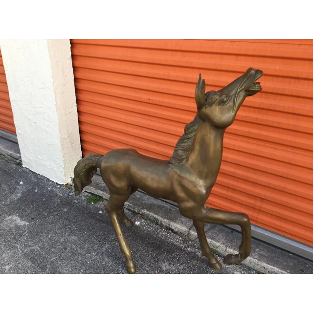 This unique vintage horse is beautiful made of bronze. It can be indoor or outdoor, very nice piece to have.