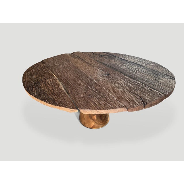 Andrianna Shamaris Wabi Sabi Round Teak Wood Table For Sale - Image 4 of 18