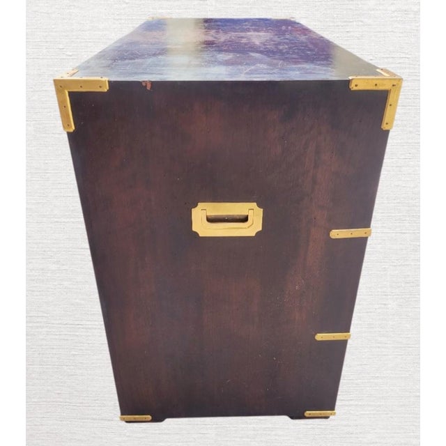 Vintage Campaign Hide Away Twin Size Murphy Bed Cabinet For Sale - Image 10 of 18