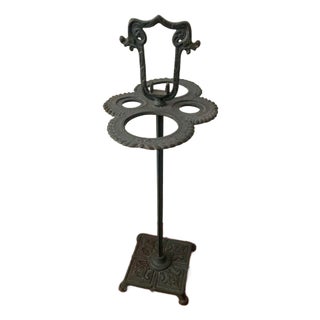 Late 19th Century Victorian Cast Iron Walking Stick or Umbrella Stand With Green Patina For Sale