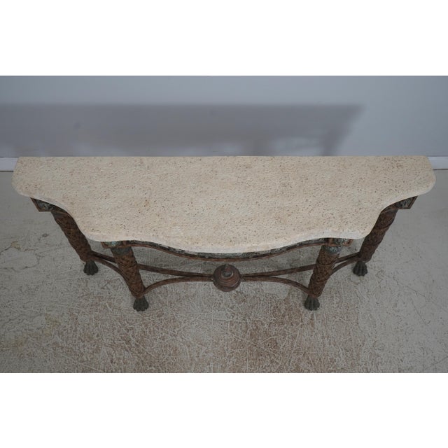 Neoclassical Maitland Smith Bronze Neoclassical Console Table W. Stone Top For Sale - Image 3 of 16