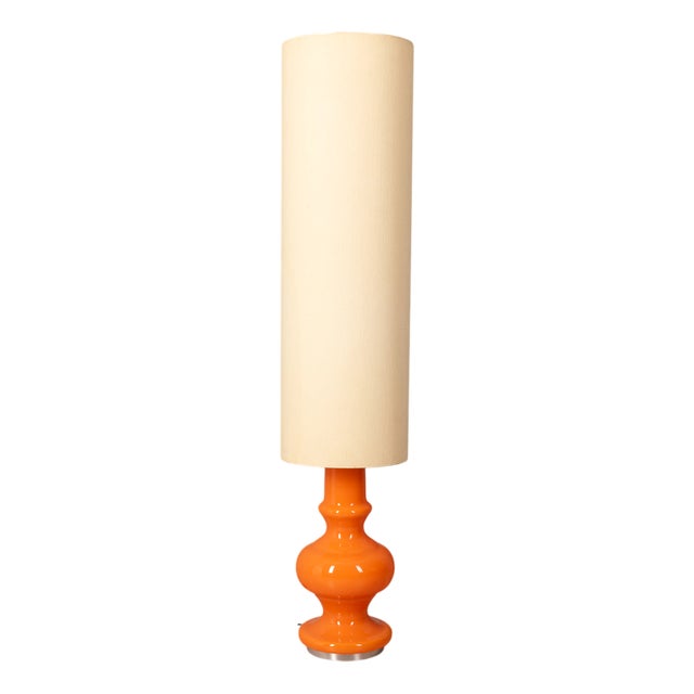 Vintage Italian Floor Lamp in Orange Glass, 1970s For Sale