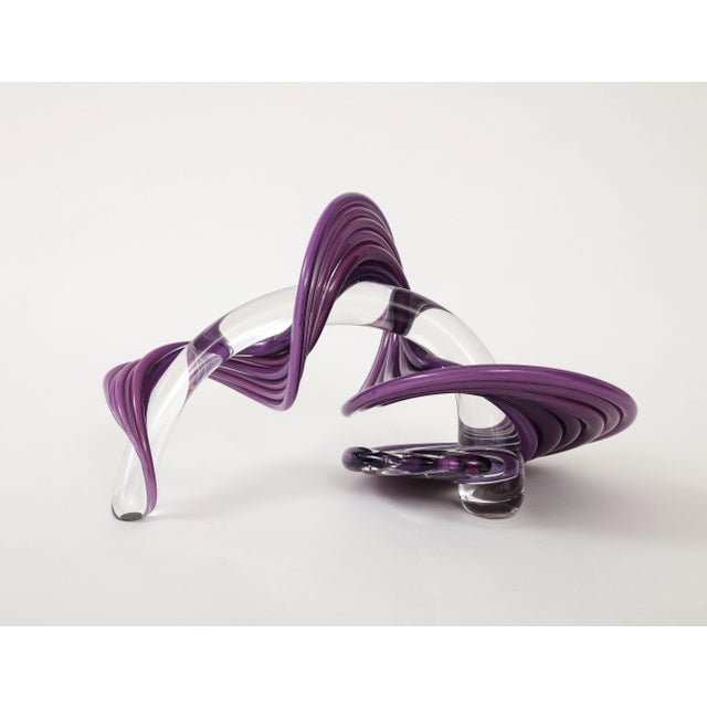 1990's Abstract Twirled Glass "Signed" Sculpture For Sale - Image 10 of 12