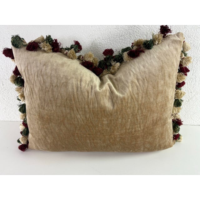 Textile Vintage Hand Woven Tasseled Aubusson Tapestry Pillow For Sale - Image 7 of 10