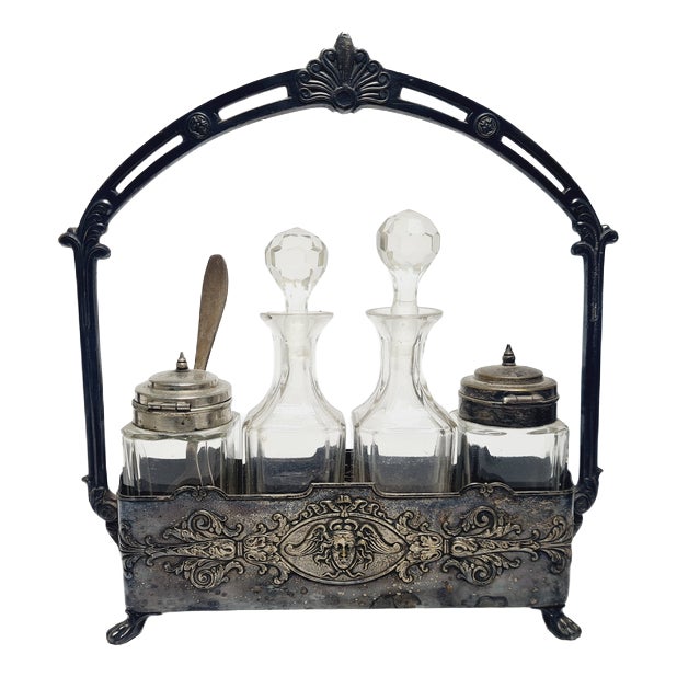 Art Nouveau Cabaret for Spices by Bracia Buch, Poland, 1890s, Set of 5 For Sale