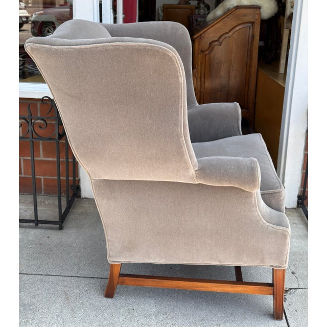 Traditional Antique 19c Georgian Wingback Mohair Arm Chair For Sale - Image 3 of 4