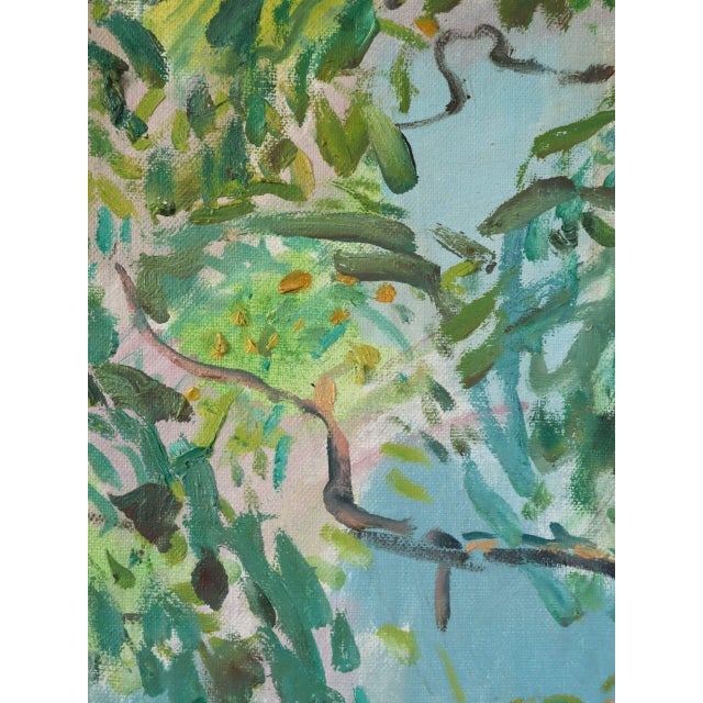 Mid-Century Modern 'Canopy of Light' Vintage Swedish Expressive Original Landscape Oil Painting, Framed For Sale - Image 10 of 11