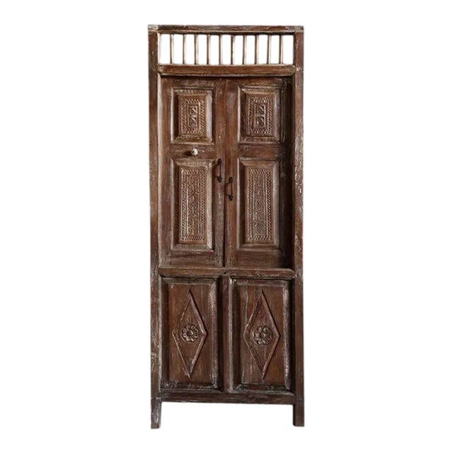 1920s Handcarved Original Whitewash Exterior Garden Door, 84 For Sale