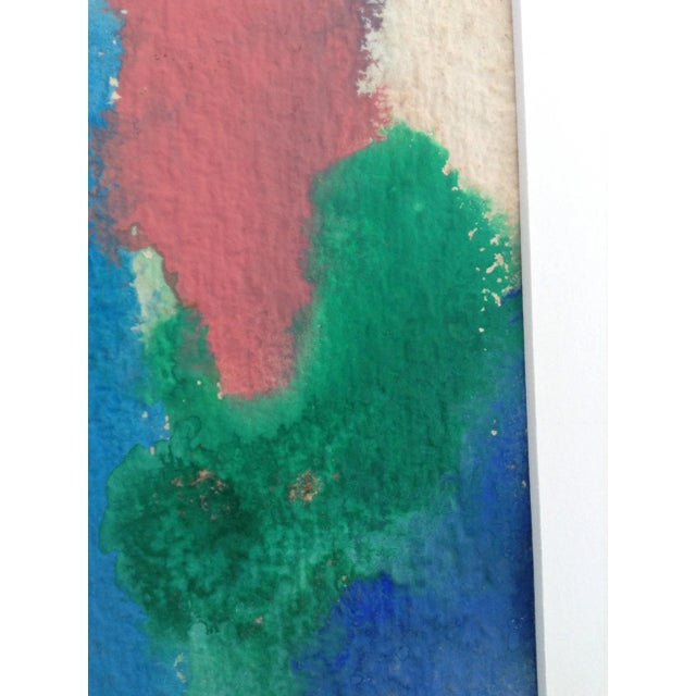 1970s Vintage Original Watercolor Splotches Abstract Painting Famed Art Artist Signed For Sale - Image 5 of 10