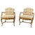 Faux Bamboo Horn Shape Legs New Linen Upholstery Lounge Chairs MINT!