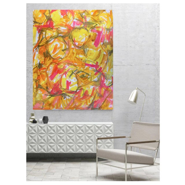 Yellow "Limelight" by Trixie Pitts Large Abstract Expressionist Oil Painting For Sale - Image 8 of 12