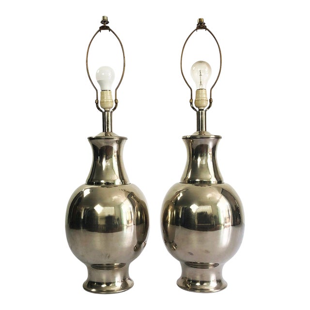 1970s Mid-Century Modern AMBAHR Platted Lamps - A Pair For Sale