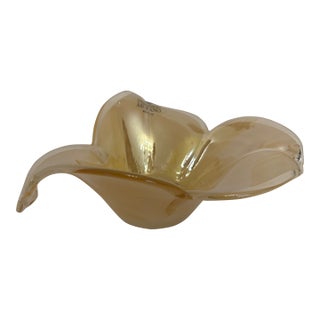 Vintage Hand Blown Venetian Murano Lily Glass Dish For Sale