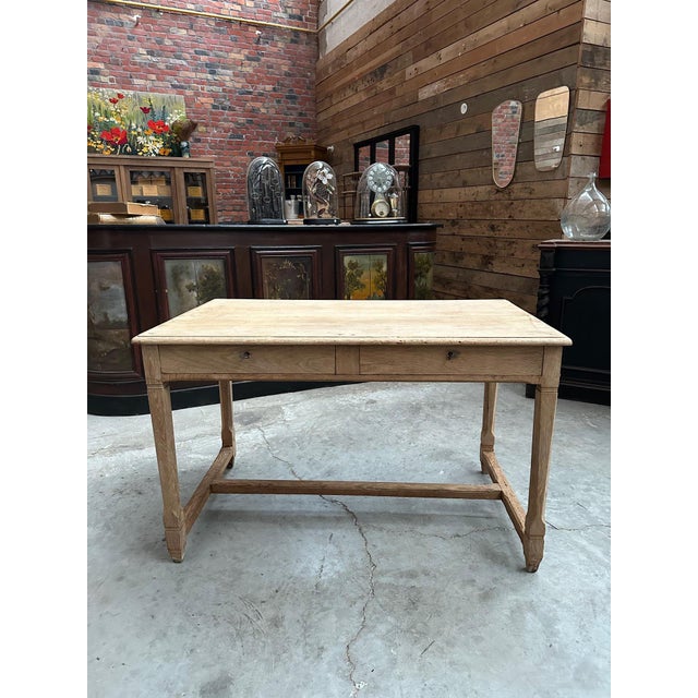 Oak Desk with Drawers, France For Sale - Image 3 of 10