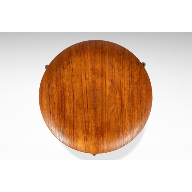 Brown Early Original Danish Modern Model 3170 "Dot" Stool / Nesting Table Attributed to Arne Jacobsen for Fritz Hansen, Demark, C. 1960s For Sale - Image 8 of 15