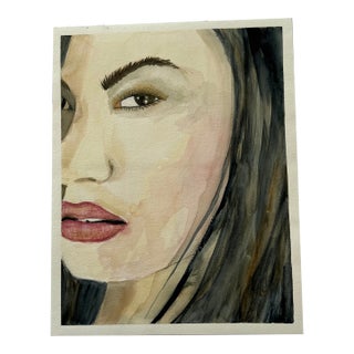 Signed Original Watercolor Portrait by Nancy Smith For Sale