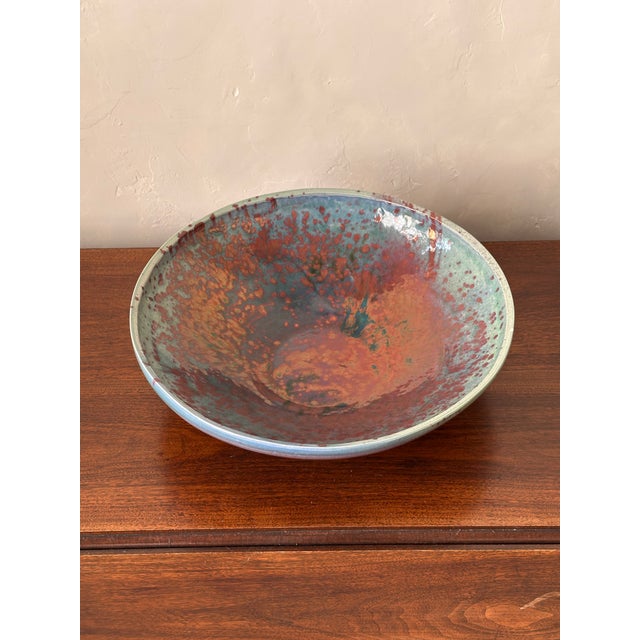 1990s Large Mark Hines Raku Centerpiece Bowl For Sale - Image 5 of 8