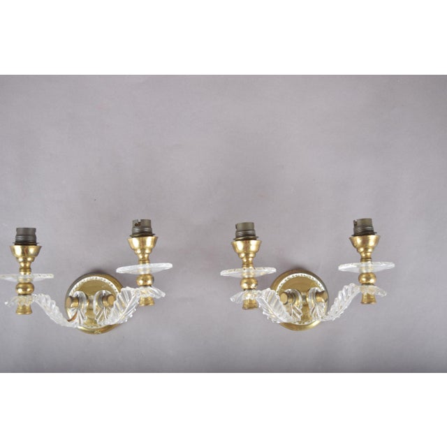 Acrylic and Brass Double-Arm Wall Sconces, 1970s, Set of 2 For Sale - Image 6 of 11