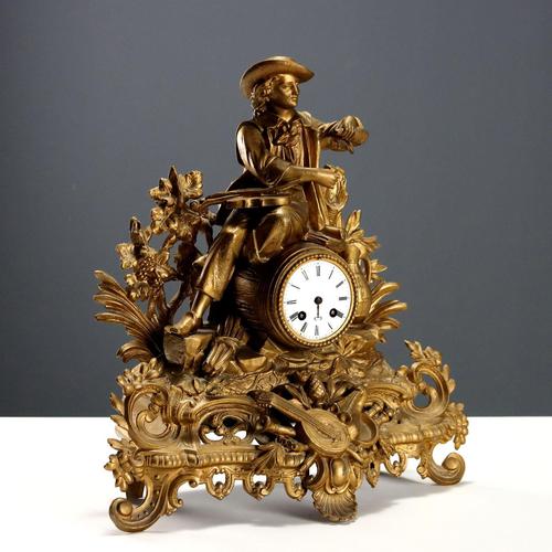 Gilt Antimony Table Clock For Sale - Image 13 of 13