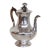 Early 20th Century Silver Plated Swan Neck Tea Coffee Pot Tapered Baluster With Wood Handle For Sale