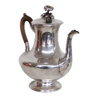 Silver Plated Swan Neck Tea Coffee Pot Tapered Baluster With Wood Handle 4912b For Sale