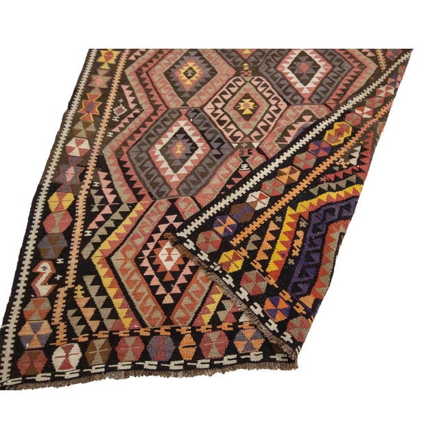 Mid 20th Century Vintage Handwoven Turkish Kilim Rug For Sale - Image 5 of 7