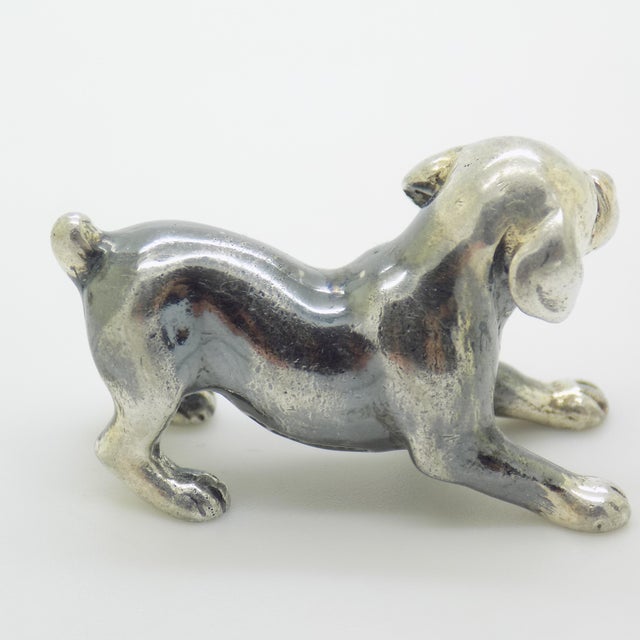 1980s Vintage Italian Playful Puppy Dog Figurine in Silver 800 by Sorini, Arezzo, 1980s For Sale - Image 5 of 14