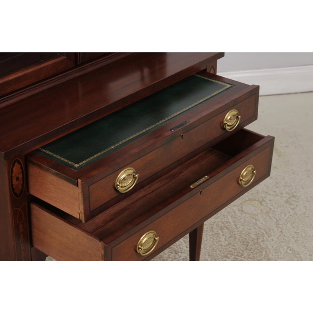 Wood Jasper Federal Mahogany Secretary Desk Bookcase For Sale - Image 7 of 17