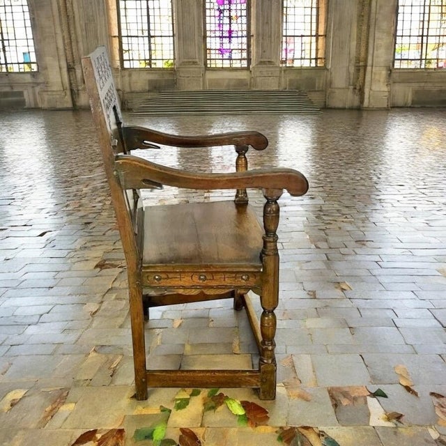 17th Century Dutch Judaica Inlaid Oak Wainscot Chair With Star of David For Sale - Image 4 of 11