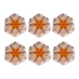 Vintage South African Hand-Painted Ceramic Sea Urchin / Pansy Shell Platters - Set of 6 For Sale