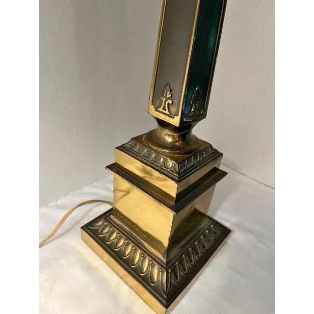 Metal Tall Late 20th Century Neoclassical Accented Brass Lamp For Sale - Image 7 of 9