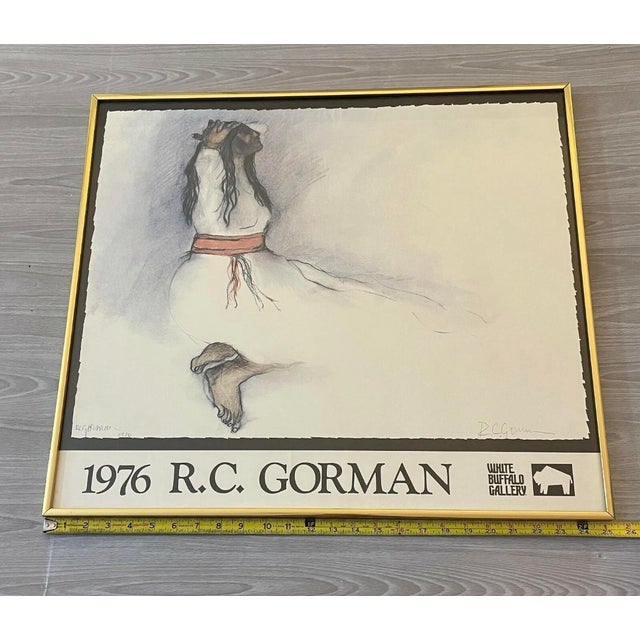 1970s Vintage Signed R. C. Gorman Navajo Woman Exhibition Print, 1976 For Sale - Image 5 of 6