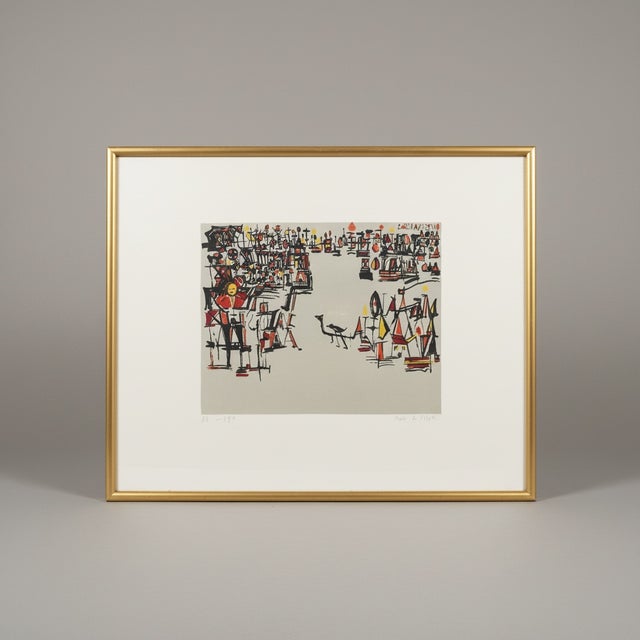 Maria Helena Vieira da Silva lithograph — “Carnaval,” 1978, a vibrant three-colour print signed and numbered (136/190),...