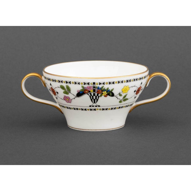 Ceramic Limoges Porcelain Cream Soup Cup and Saucer Set, 11 Pieces For Sale - Image 7 of 9
