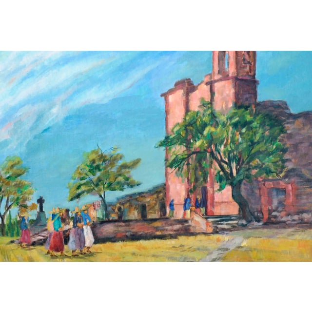 "Pilgrimage" - Mid Century Figurative Landscape by Mary Miller For Sale - Image 4 of 7