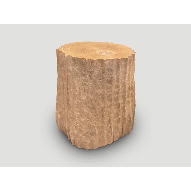 Contemporary Andrianna Shamaris Minimalist Bleached Teak Wood Side Table For Sale - Image 3 of 5