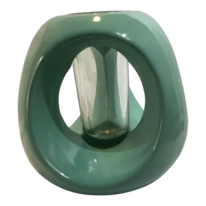 1980s Turquoise Ceramic Vial Bud Vase