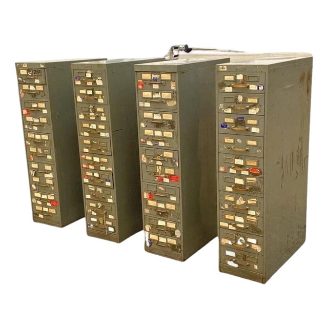 Vintage Columbia Steel Equip Gray Metal 10 Drawer Industrial File Cabinet (B) For Sale