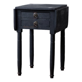 New England Pine Drop-Leaf Work Table in Black, c.1850 For Sale