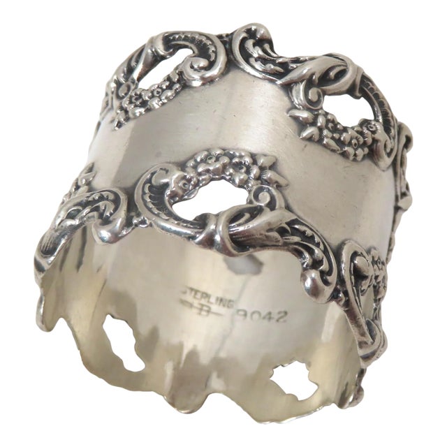 Fine Antique American Sterling Silver Rococo & Flowers Design Napkin Ring by R Blackinton & Co. For Sale
