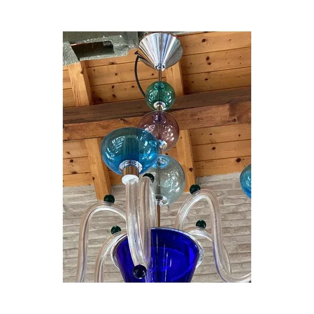 Vintage Multicolor Murano Glass Chandelier from Simoeng, 1980s For Sale - Image 4 of 11