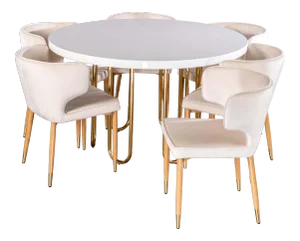 Hollywood Regency Willow Ivory and Gold Dining Set - 7 Pieces
