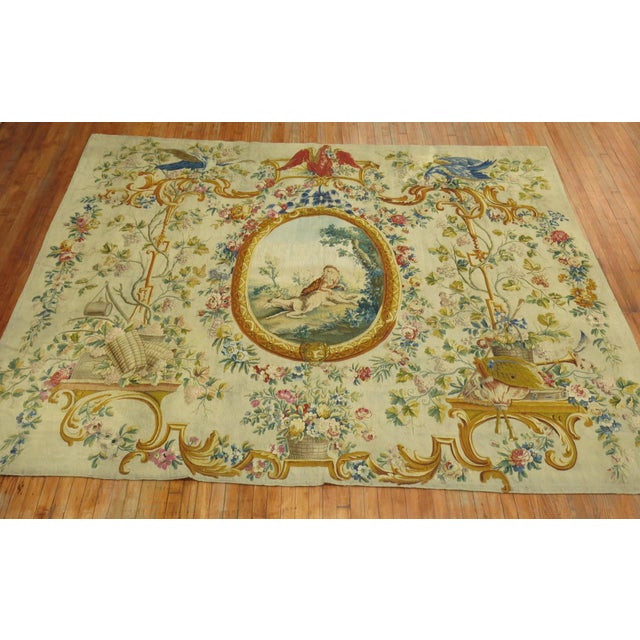 Silk and Wool 18th Century French Aubusson Tapestry Panel from France For Sale In New York - Image 6 of 6