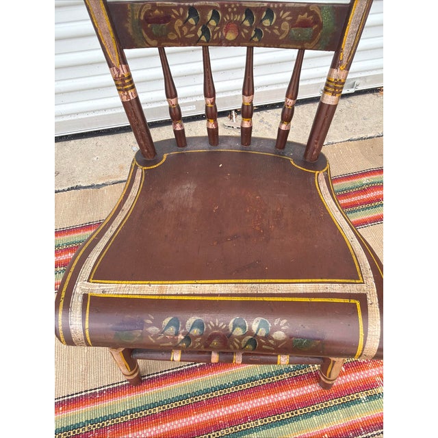 Antique Paint Decorated Pennsylvania Kitchen Windsor Side Chair For Sale - Image 12 of 17