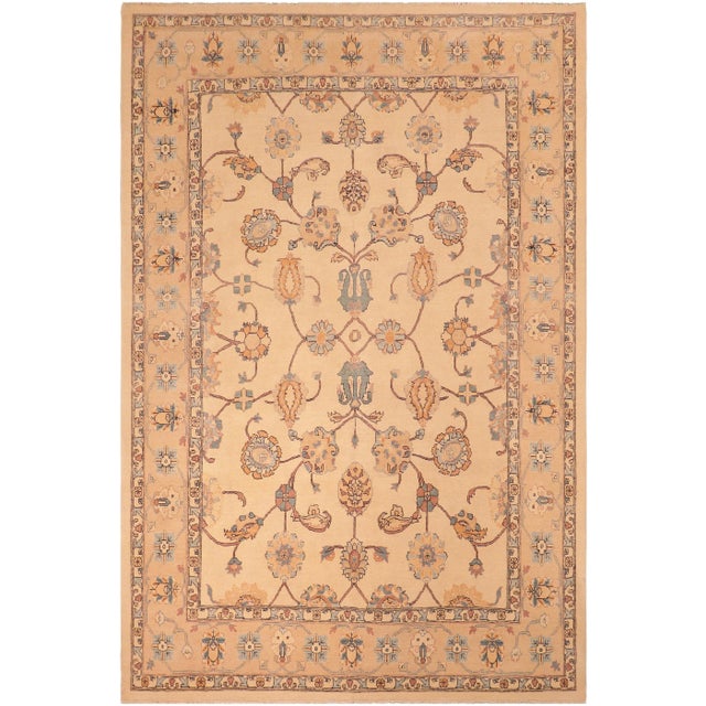 1980s 1980s Boho Chic Beige/Blue Wool Rug - 8'0" X 10'2" For Sale - Image 9 of 9