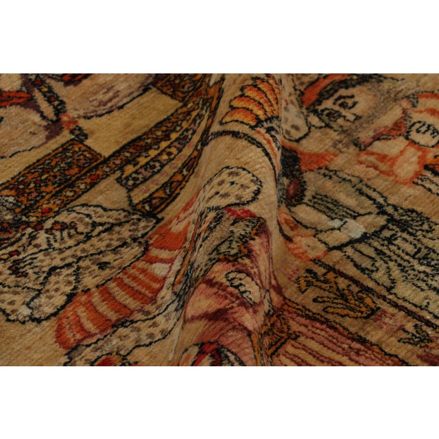 Beige Antique Persian Malayer Rug in Beige With Pictorials and Florals - Rug & Kilim For Sale - Image 8 of 8