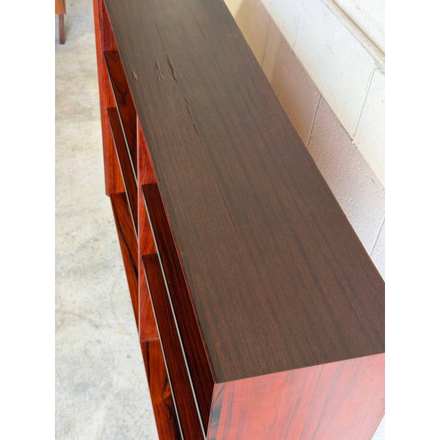 Rosewood Bookcase Small Open Double Column Shelving Unit Made in Denmark 1960s For Sale In Los Angeles - Image 6 of 10