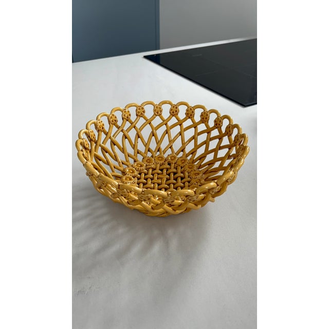Handmade Ochre Ceramic Openwork Fruit Basket from Pichon Uzès, France, 1960s For Sale - Image 11 of 13