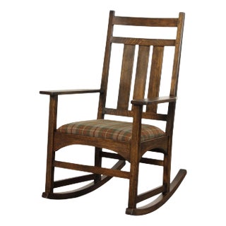 Stickley Mission Collection Harvey Ellis Oak Rocking Chair For Sale