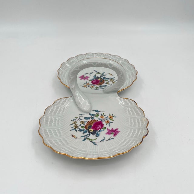 White Vintage Haviland Limoges Pondichery Double Scallop Shell Handled Serving Dish Compote Dish For Sale - Image 8 of 11